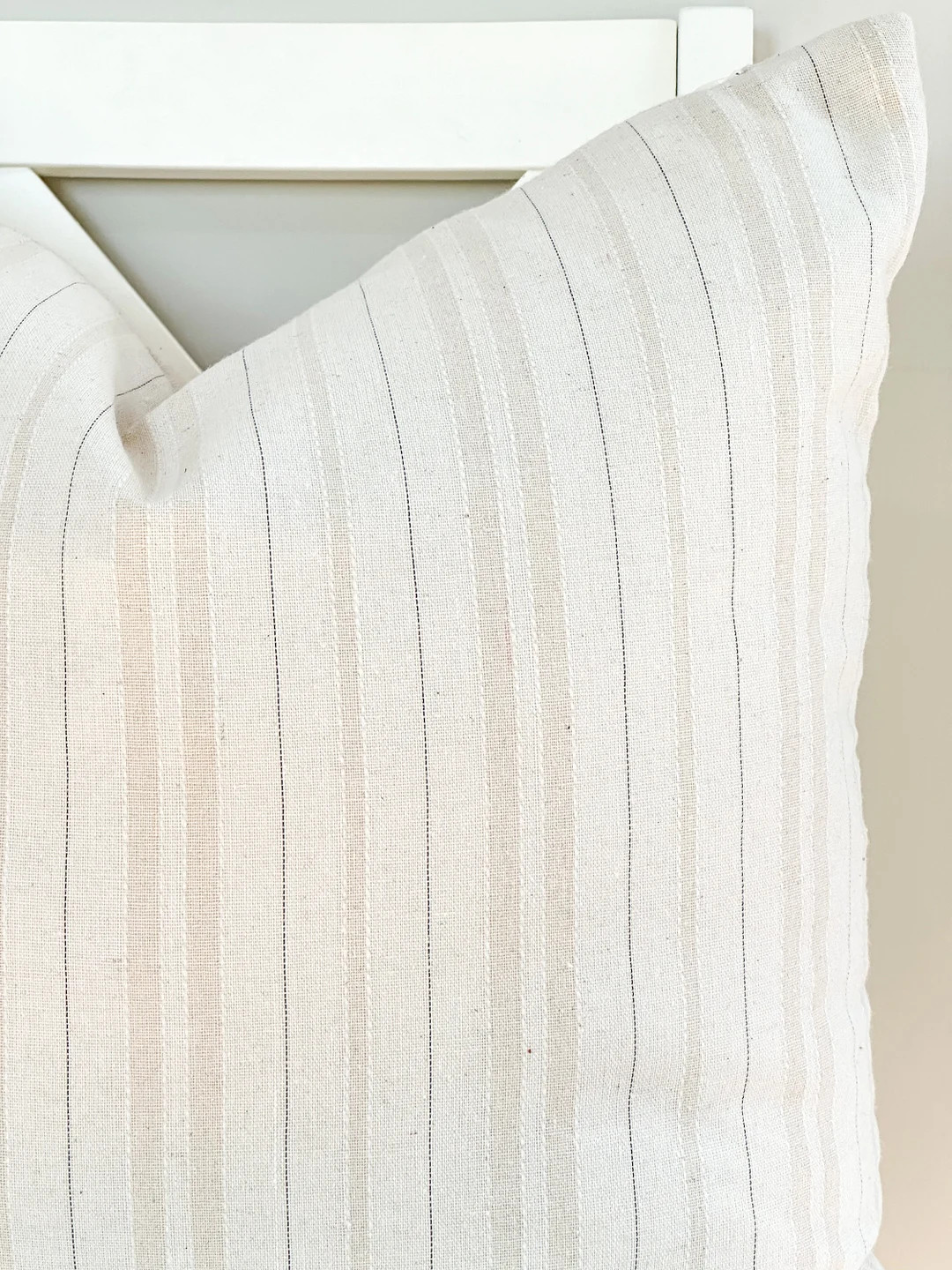 Neutral Farmhouse Beige Cream Striped Pillow Cover - Etsy | Etsy (US)