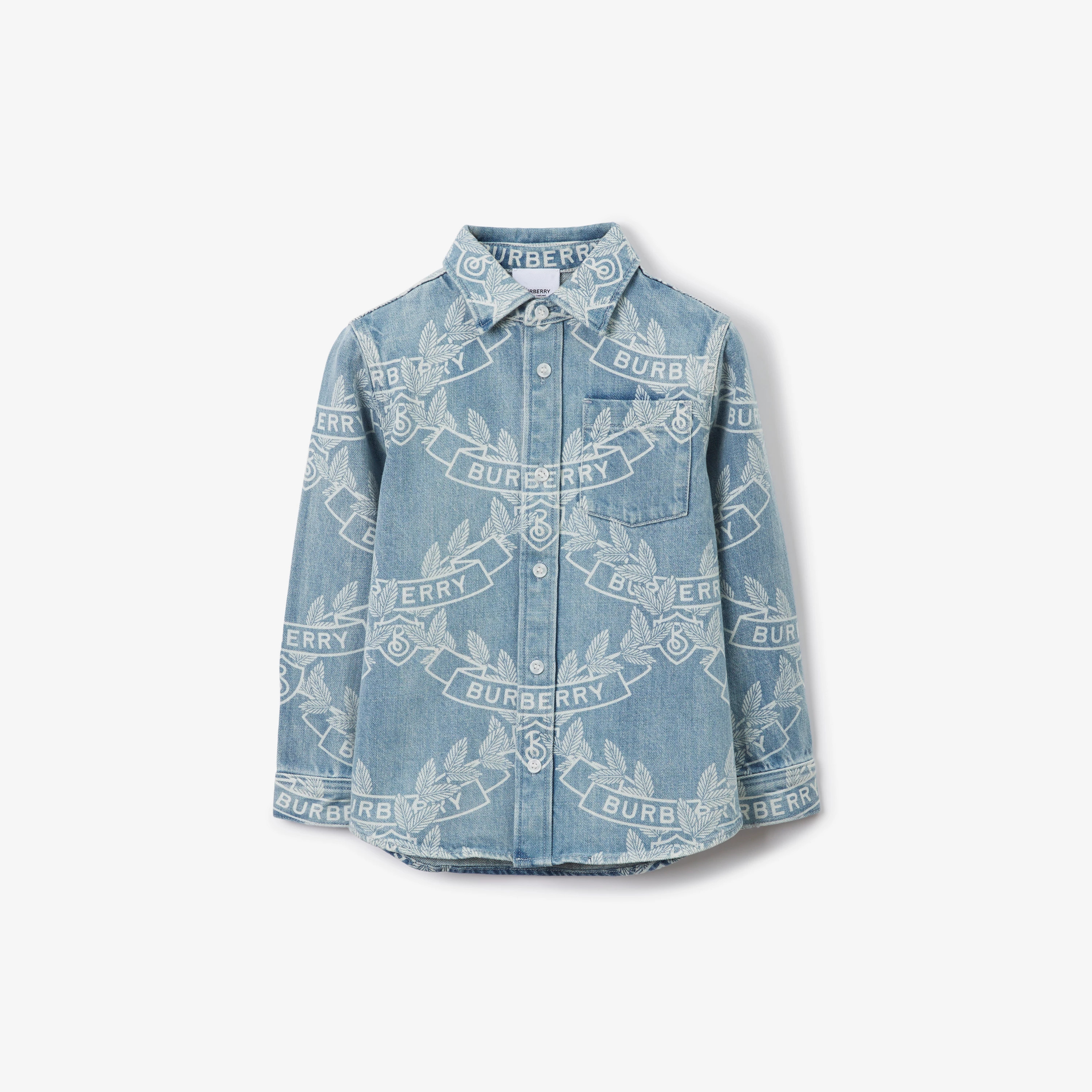 Oak Leaf Crest Cotton Shirt in Pale Blue | Burberry® Official | Burberry (UK)