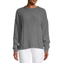 Time and Tru Cableknit Chenille Sweater Women's | Walmart (US)