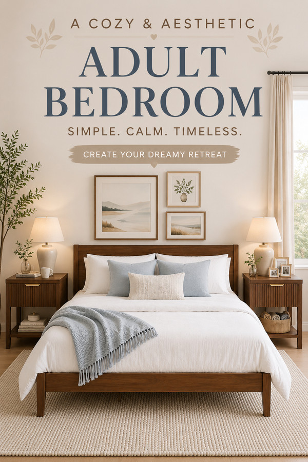Create a cozy adult bedroom that feels calm, timeless, and effortlessly beautiful