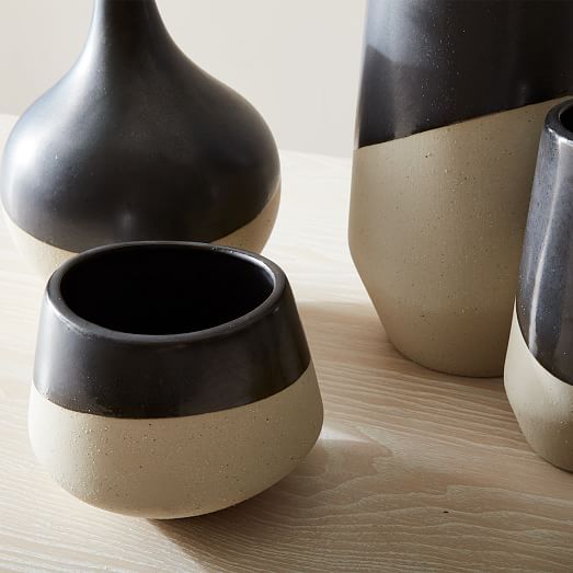 Half-Dipped Stoneware Vases - Slate | West Elm (US)