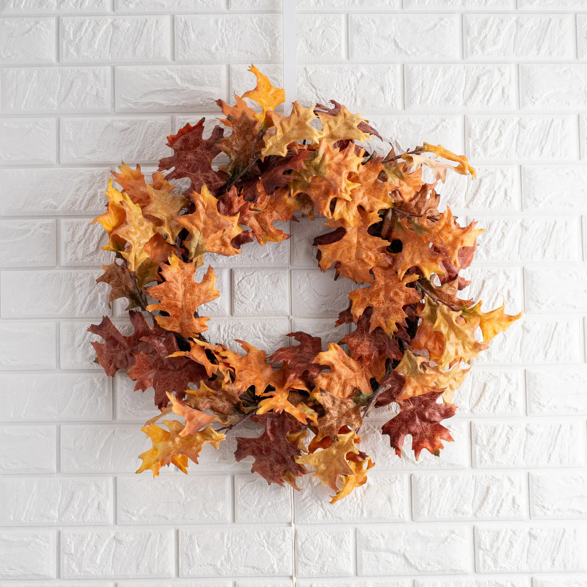 Autumn Breeze - Orange, Golden-Yellow & Brown Oak Leaf Indoor or Outdoor Fall Wreath | Darby Creek Trading