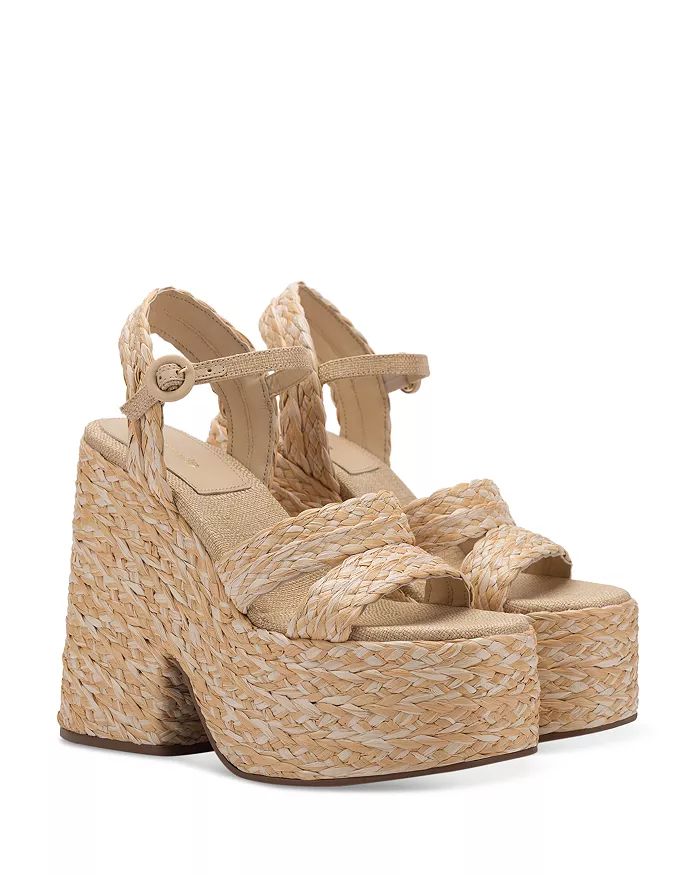 Women's Carmen Raffia Ankle Strap Platform High Heel Sandals | Bloomingdale's (US)