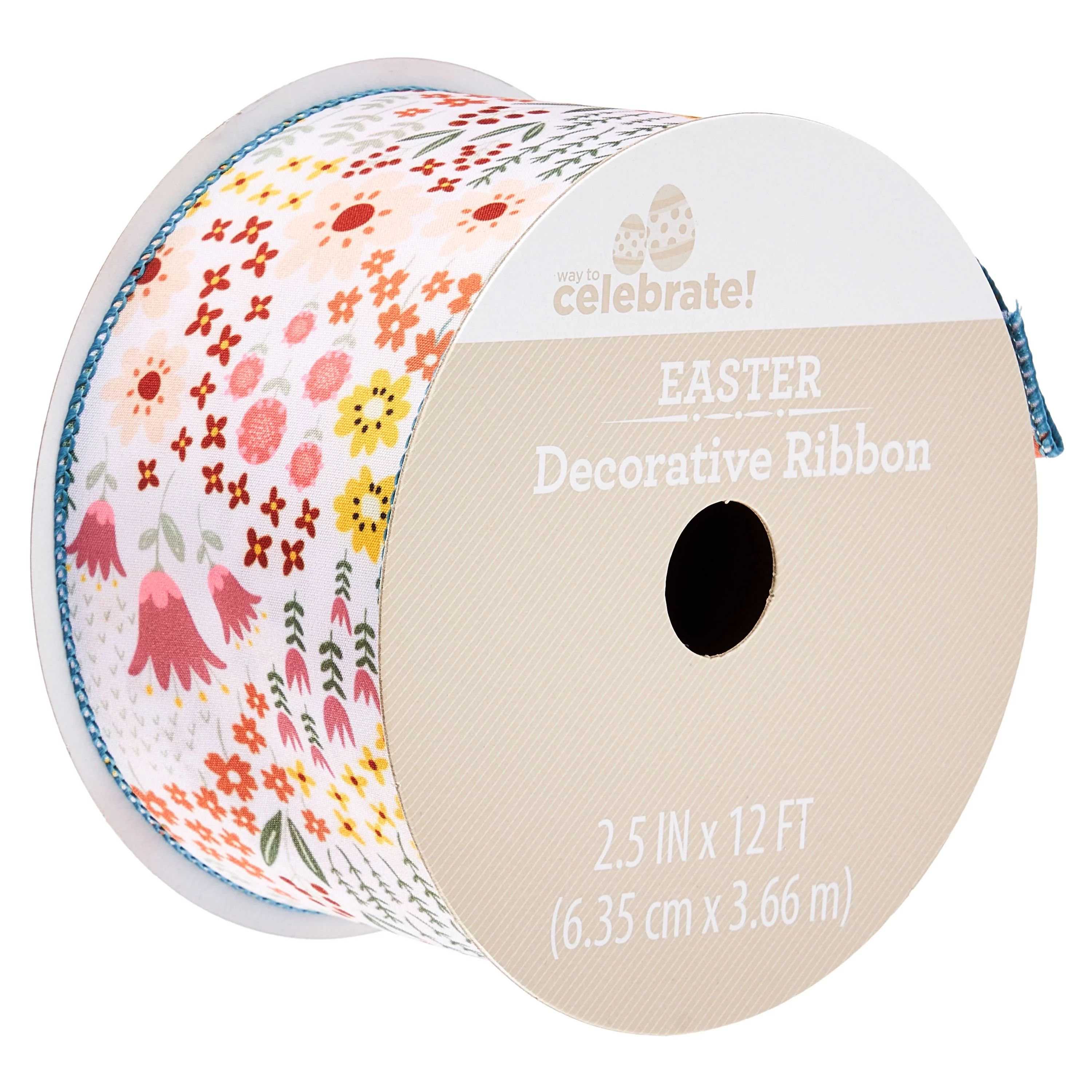 Way To Celebrate Easter Decorative Ribbon, Floral, 2.5" x 12' | Walmart (US)
