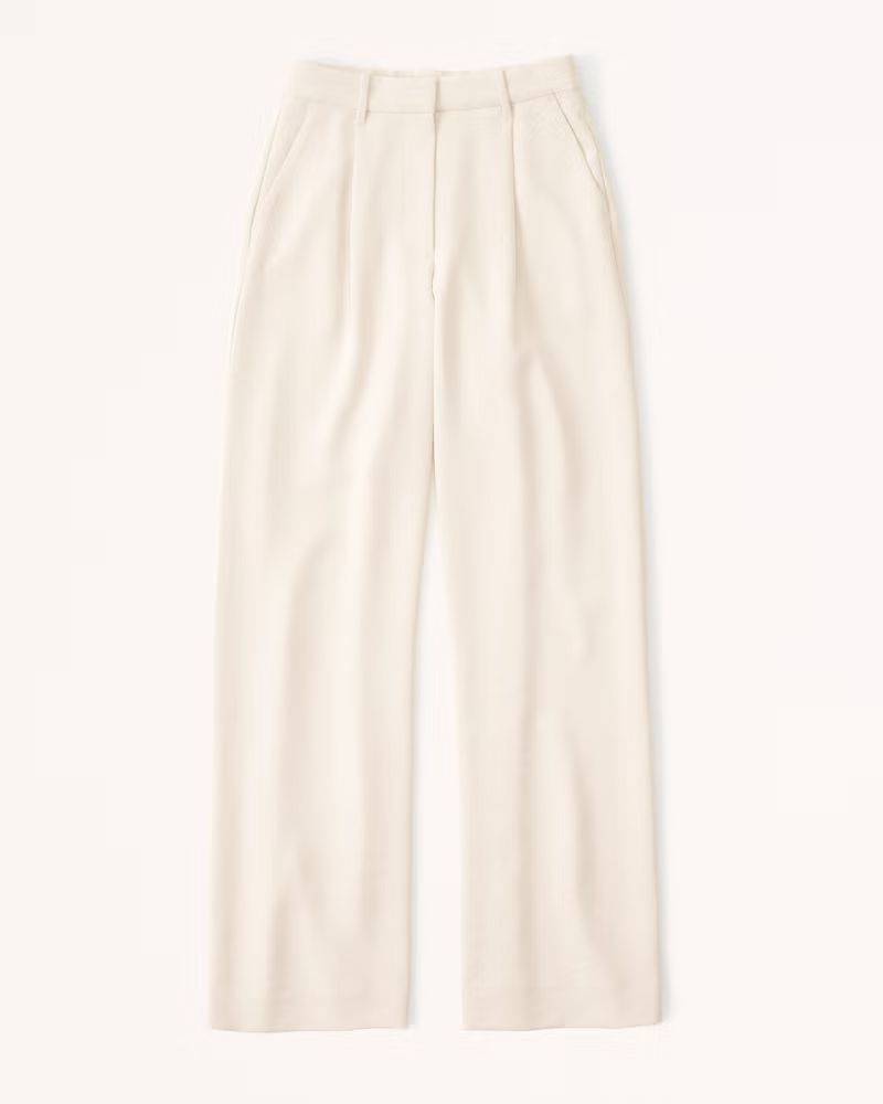 Premium Crepe Tailored Ultra Wide-Leg Pant | Abercrombie & Fitch (US)