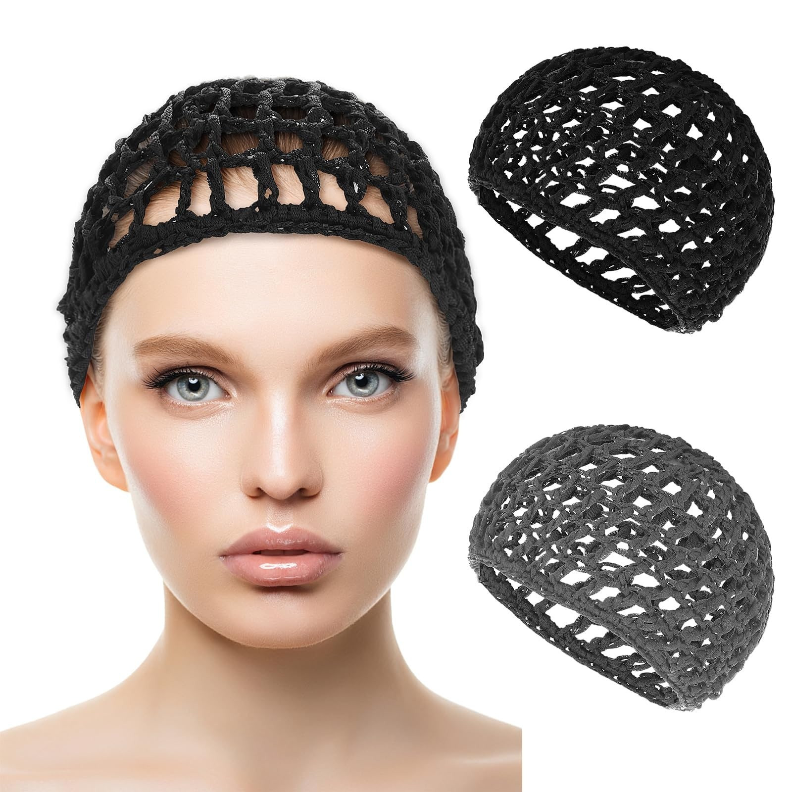 Afoxsos Wig Cap Mesh for Long Hair Adjustable Net for Braided Weaving Crochet Sew Weave Fishnet Grip Headband 2 pcs Black and Grey one_size | Lowe's