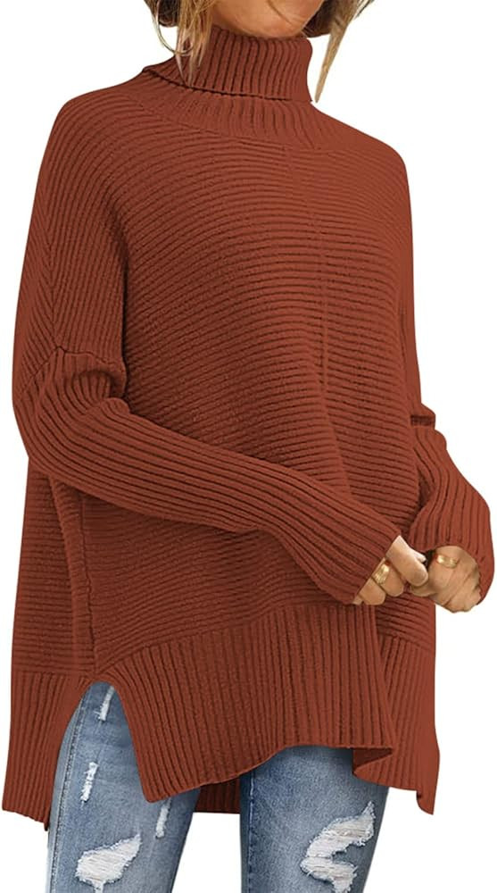 PRETTYGARDEN Women's 2022 Oversized Turtleneck Sweater Casual Long Sleeve Chunky Knit Pullover Winte | Amazon (US)