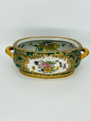 Vintage Asian Floral Green & Gold Chinoiserie Footbath Planter | eBay | eBay US
