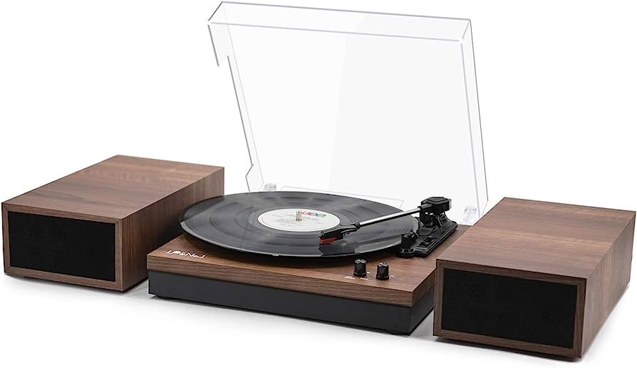 LP&No.1 Bluetooth Vinyl Record Player with External Speakers, 3-Speed Belt-Drive Turntable for Vi... | Amazon (US)