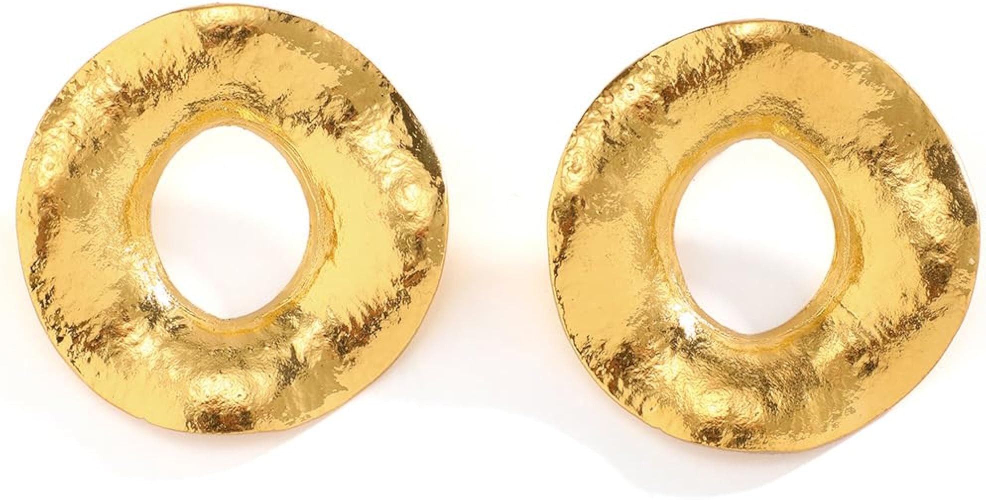 FUGUTI Gold Exaggerated Geometric Statement Earrings Punk Stylish Zinc Earrings Jewelry for Women | Amazon (US)