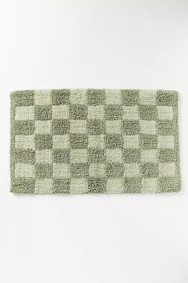 Tufted Checkerboard Bath Mat By Anthropologie in Green Size S | Anthropologie (US)