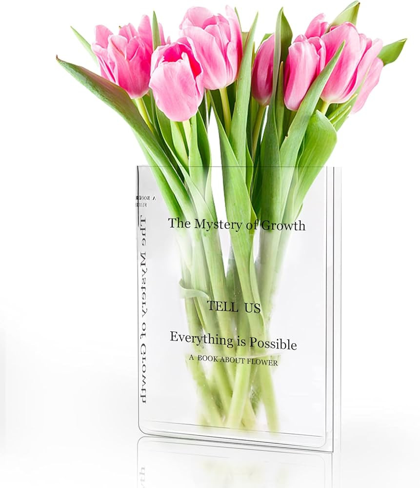 Book Vase Flower Vase, Book Vase for Flowers Aesthetic Room Decor - Transparent Artistic and Cult... | Amazon (US)