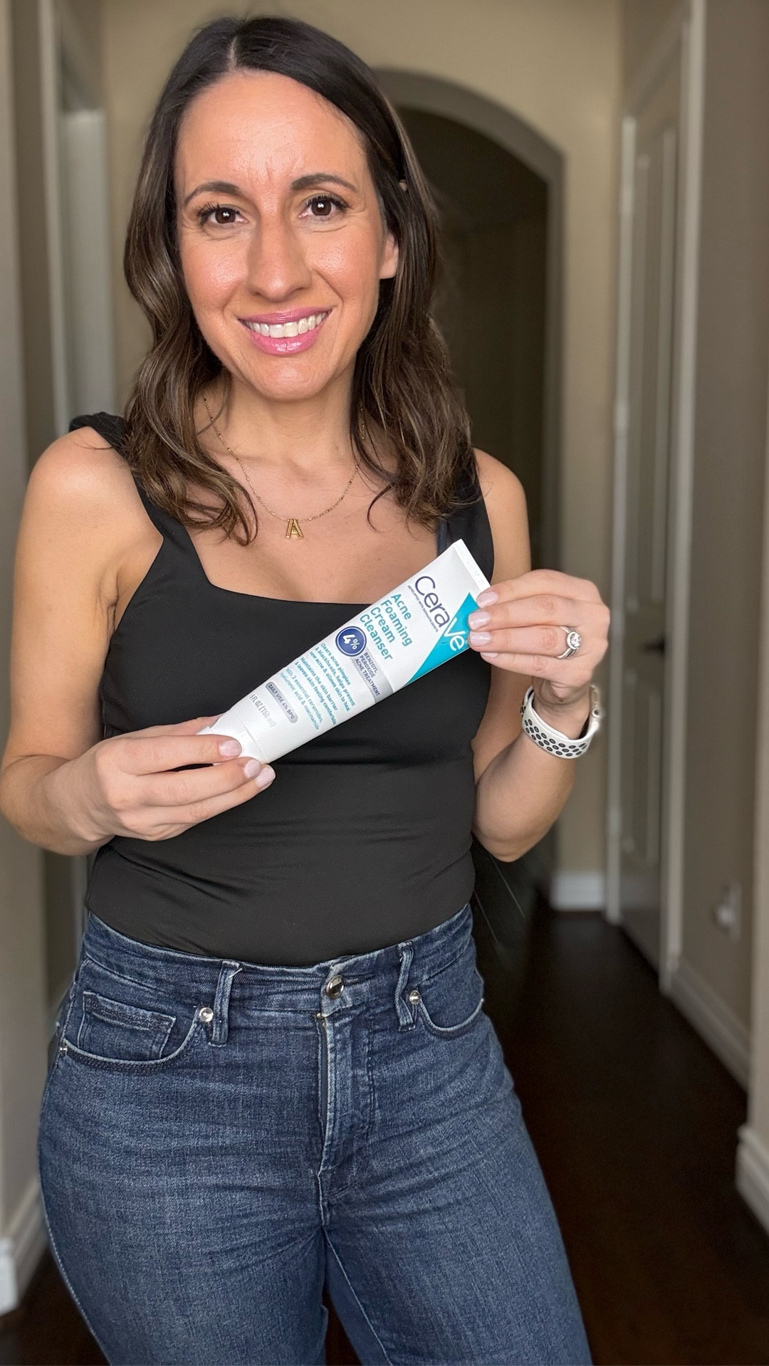 Skincare that keeps the back acne at bay and chest acne a way. 
Cerave is amazing! It works great? But be careful with your clothes and towels. It has benzoyl peroxide in it so it will bleach everything it comes in contact with. 
This keeps the acne away when you workout. 
Skincare 
Post Workout Skincare 
Bodysuit runs tts. 
Good American jeans run tts. 
Petite style 
Petite outfit 

#LTKPetite #LTKFindsUnder50 #LTKOver40