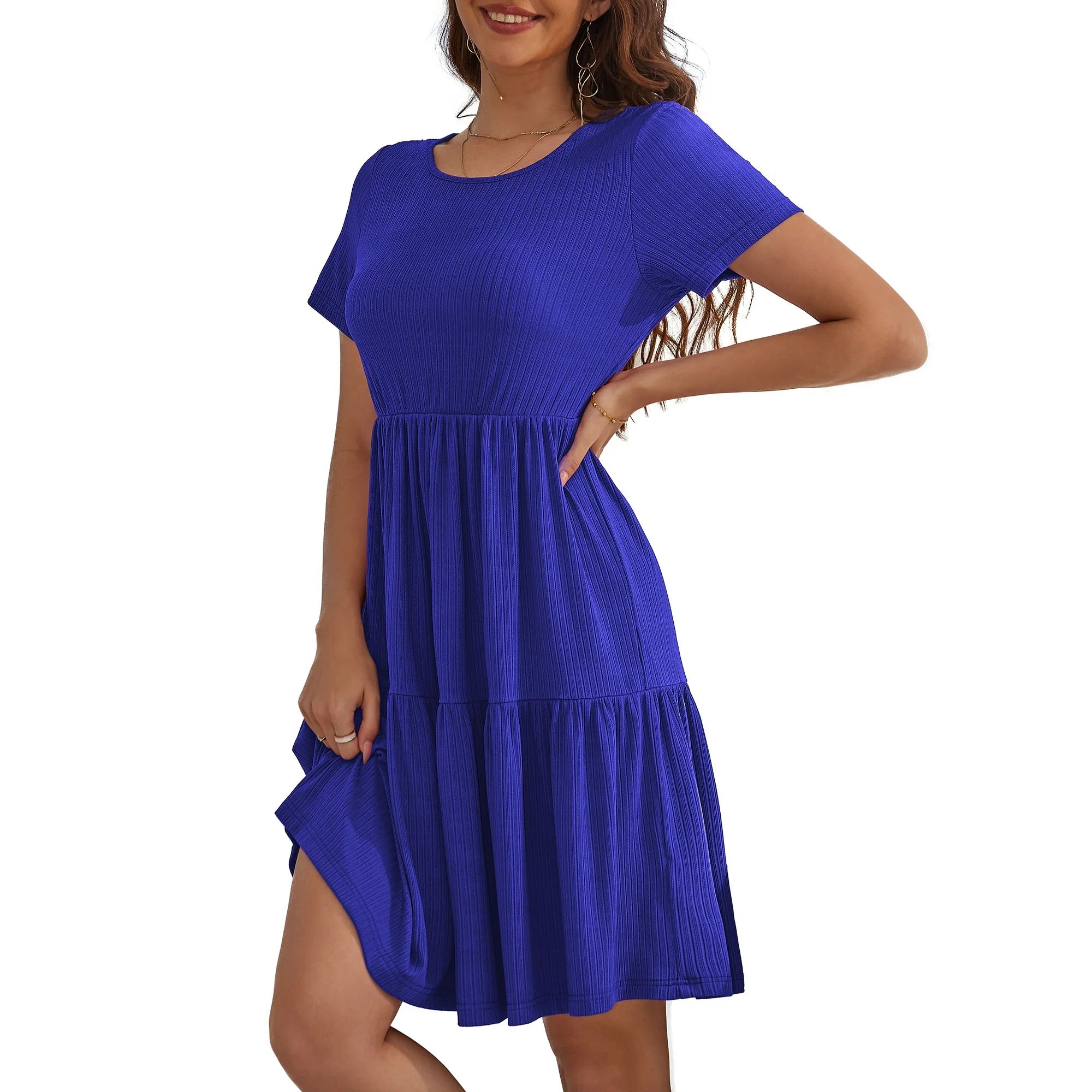 a.Jesdani Women's Plus Size Dresses Summer Casual Short Sleeve Flowy Tiered Midi Dress L-4X | Walmart (US)