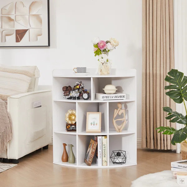Anastasaos 3-Tier Corner Bookcase Cabinet with 8 Cubbies, Wooden Cube Storage Organizer, Modern B... | Wayfair North America