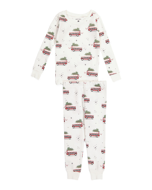 Kids Organic Cotton Blend Festive Cars 2pc Sleep Set | TJ Maxx
