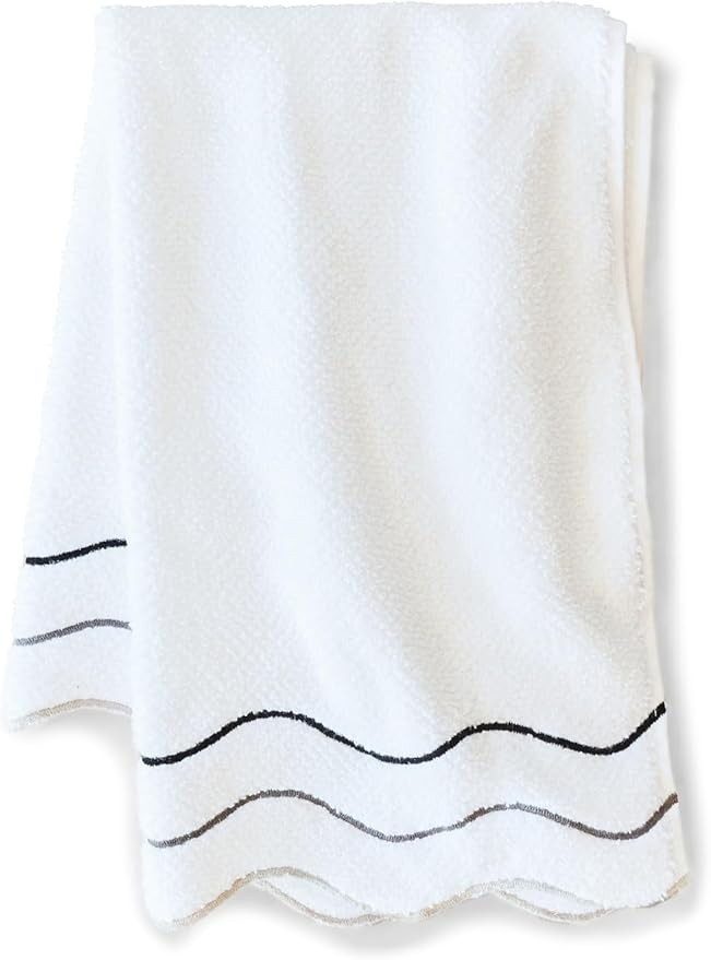 Kassatex Women's Shopbop x Scalloped Hand Towel Set of 2, White/Black, 2 Count | Amazon (US)