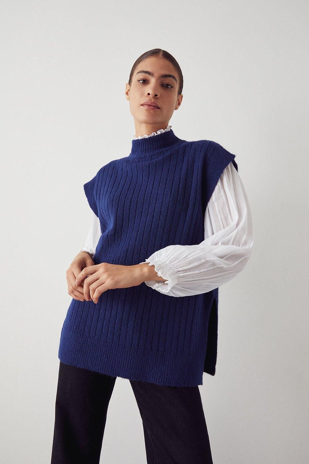 Wide Rib Knitted Vest | Warehouse UK & IE