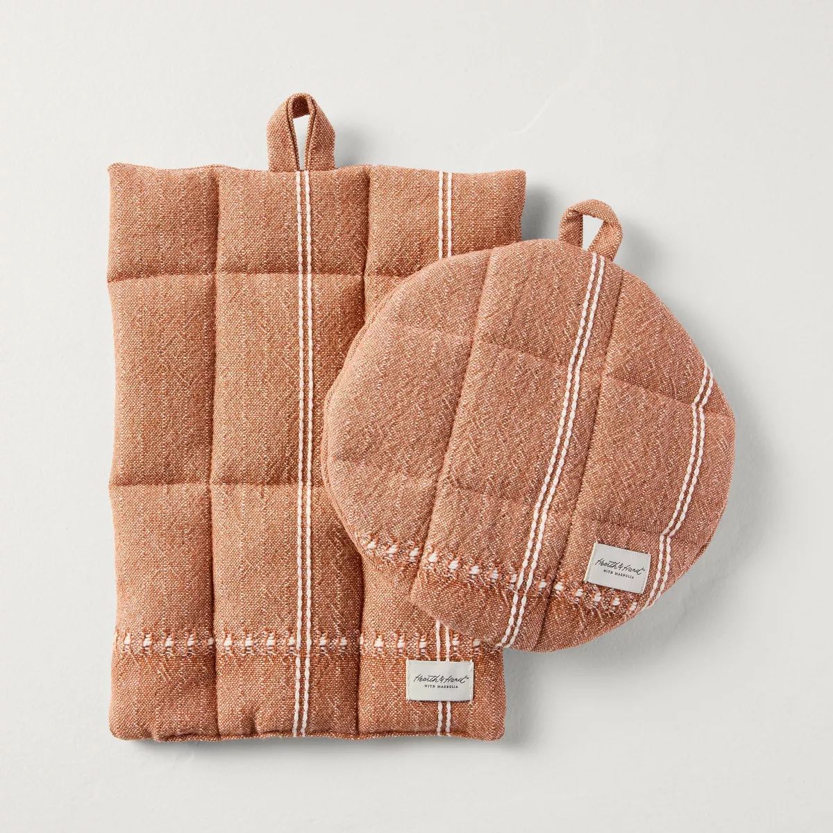 2pc Textured Stripe Border Potholders Rust - Hearth & Hand™ with Magnolia | Target