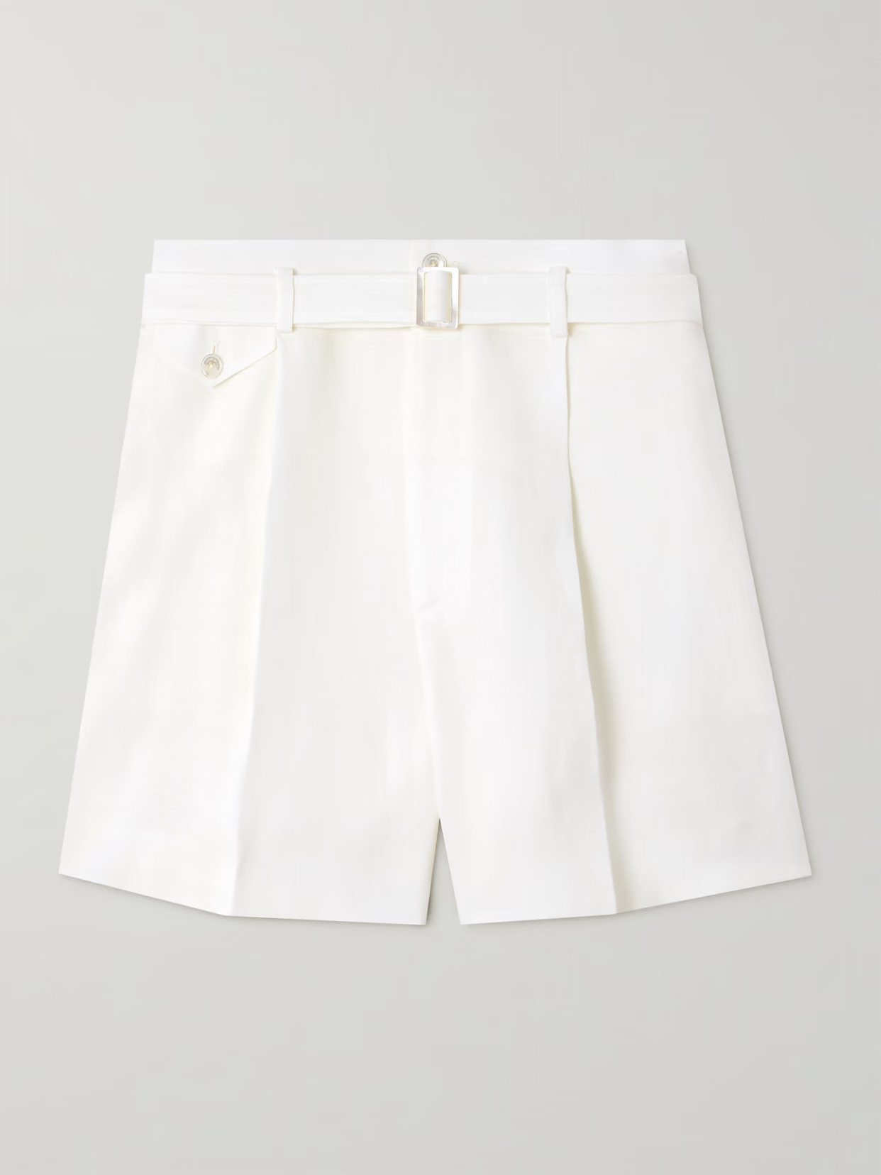 Ralph Lauren Collection - Denise Belted Pleated Linen Shorts - White | NET-A-PORTER (US)