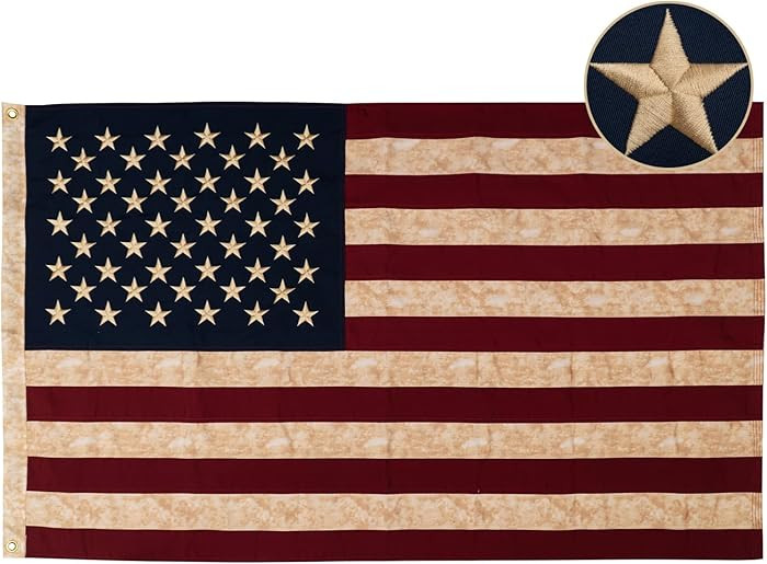 JRED 100% Cotton Vintage American Flags for Outside 3x5 FT Tea Stained US Flag Heavy Duty Outdoor... | Amazon (US)