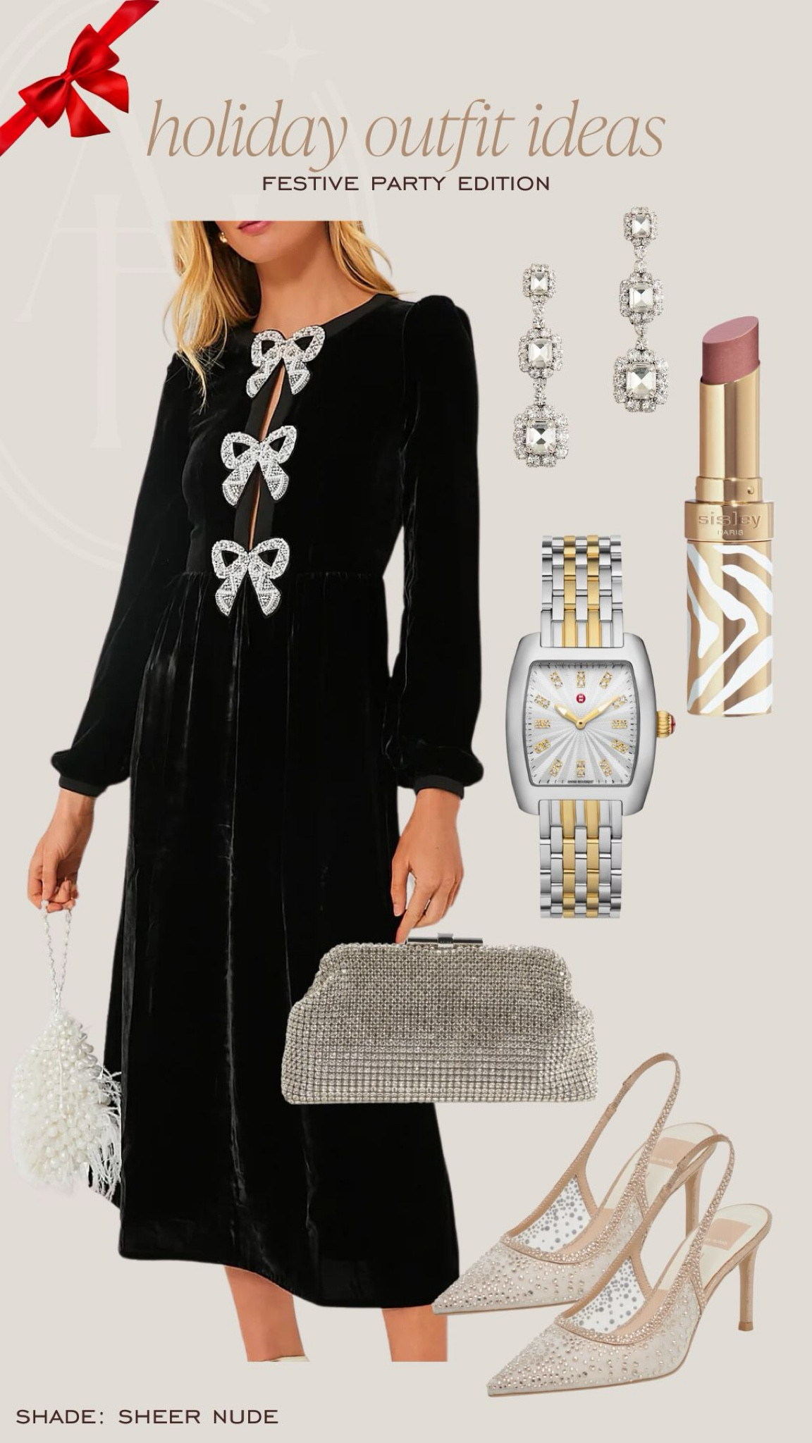 This bow detail dress is so pretty! Pair it with a silver clutch and neutral heel for a festive holiday look. 

#LTKHoliday #LTKStyleTip #LTKParties