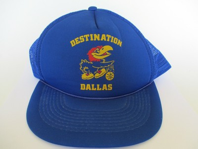 Vintage KU Jayhawks trucker cap hat mesh back DESTINATION DALLAS TEXAS BLUE RARE  | eBay | eBay US