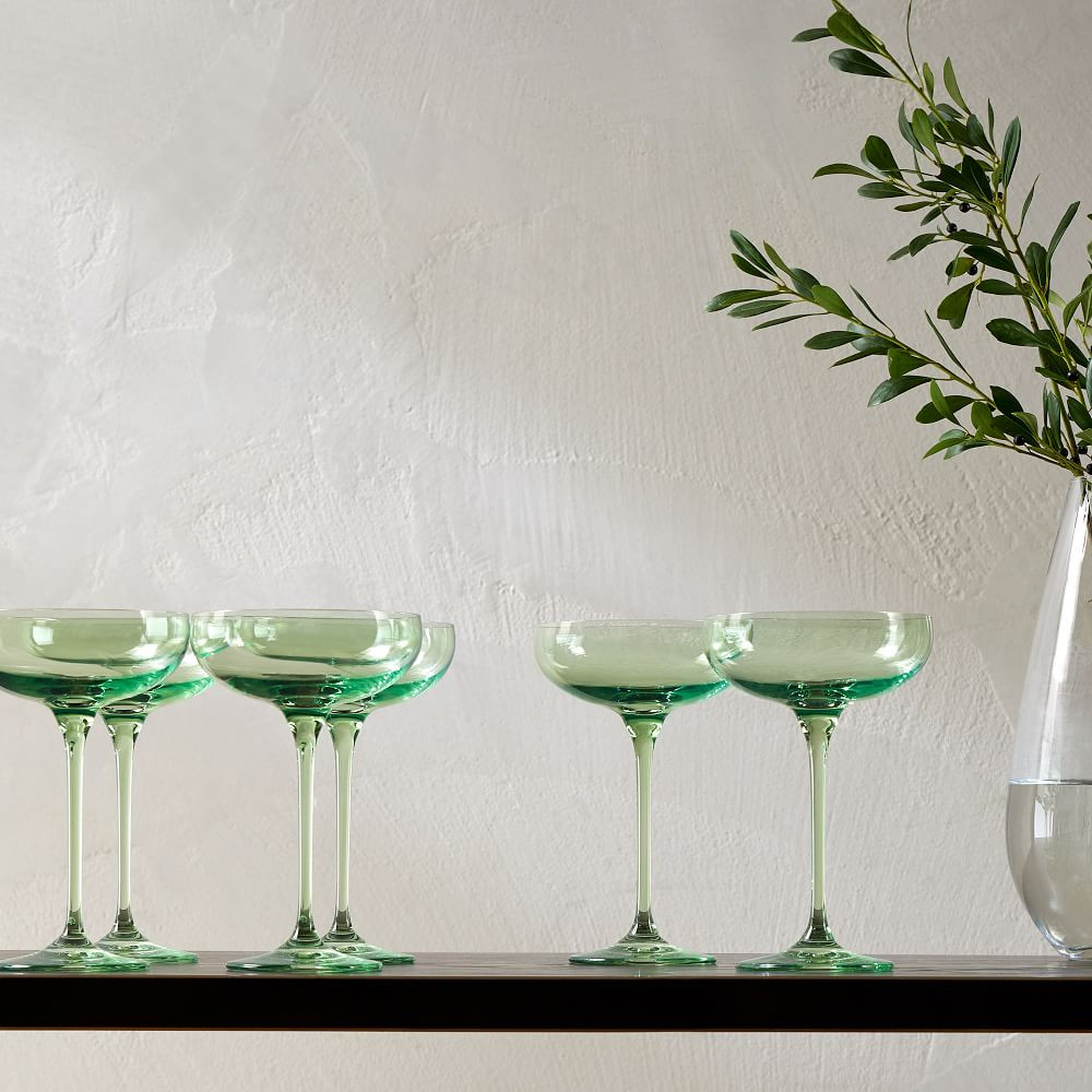 Estelle Colored Glass Champagne Coupe (Set of 6) | West Elm (US)