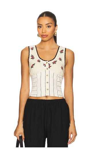 Free People Rose Bud Knit Top in Ivory. - size S | Revolve Clothing (Global)