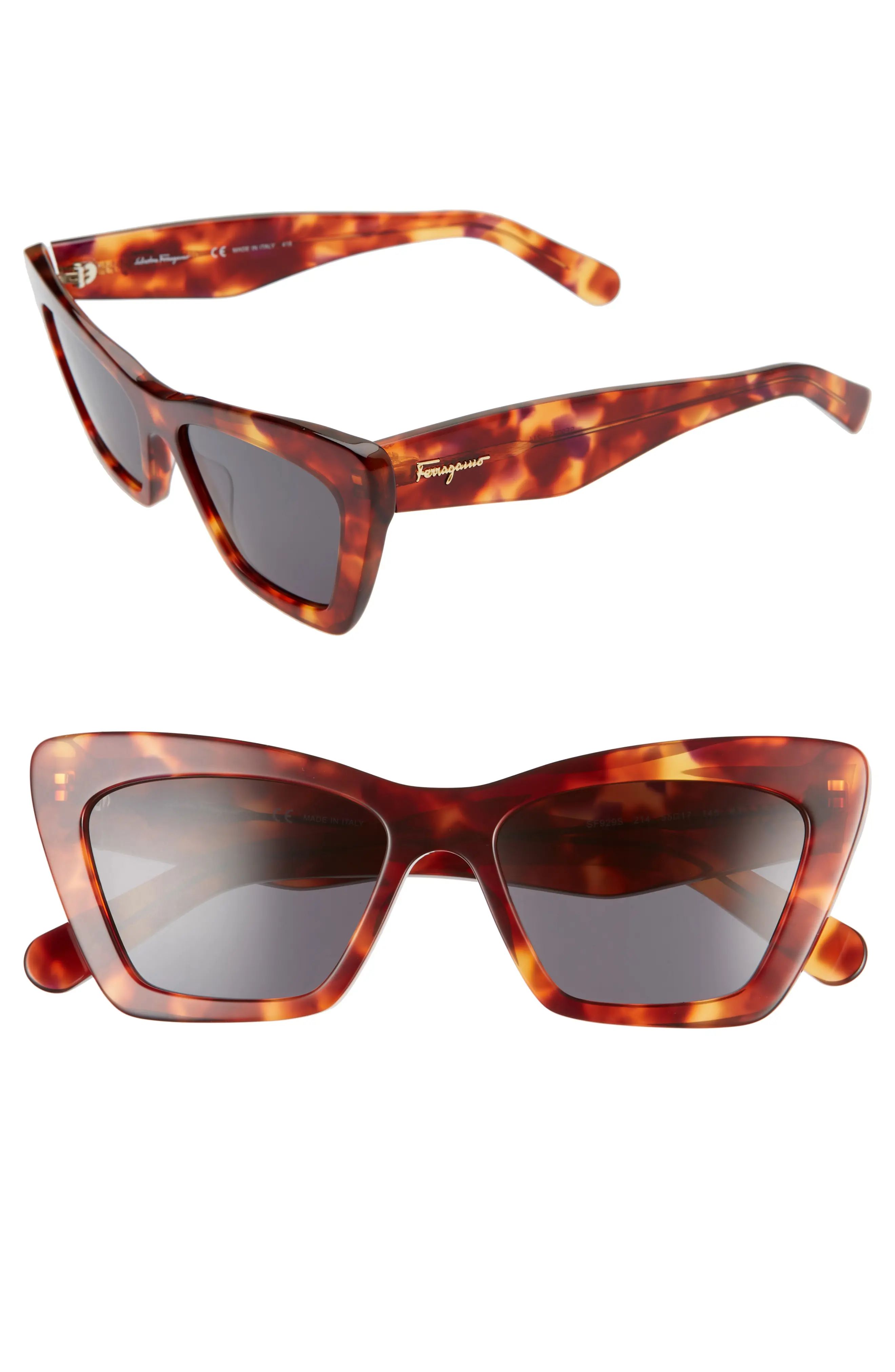 Women's Salvatore Ferragamo 55mm Cat Eye Sunglasses - Tortoise | Nordstrom