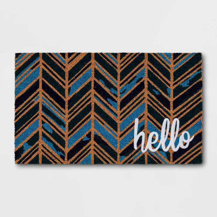 1'6"x2'6" Tonal Hello Outdoor Doormat - Threshold™ | Target