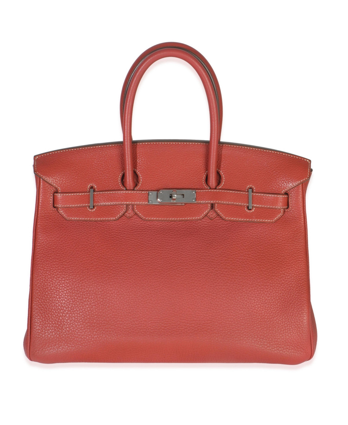 Pre-Owned HERMES Sanguine White Clemence Verso Birkin 35 Phw - Red | Macy's