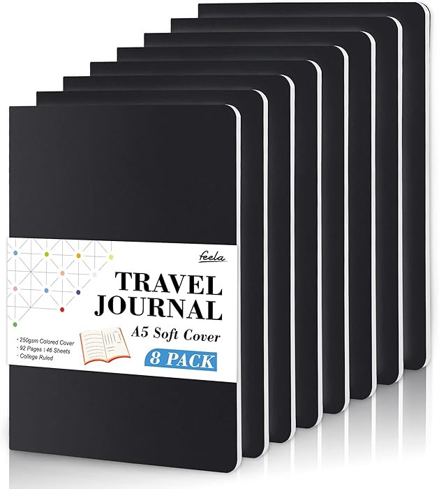 8 Pack Soft Cover Journal Bulk, Feela Notebooks College Ruled for Work, Lined Travel Journal for ... | Amazon (US)