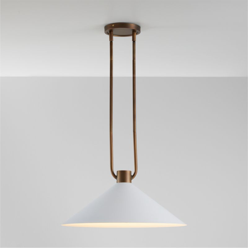 Andre White and Brass Cone Pendant Light | Crate & Barrel | Crate & Barrel