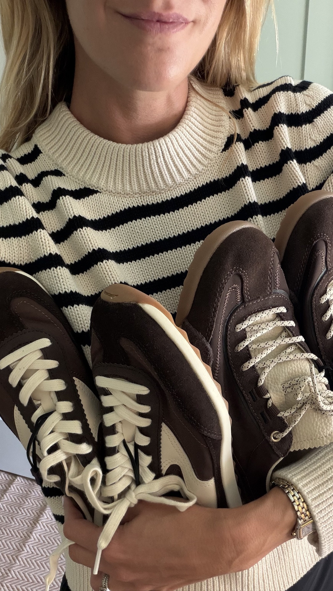 The great neutral sneaker hunt! The both run TTS and are under $100! Wearing size small in sweater

#LTKTravel #LTKTall #LTKootd