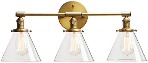 Permo Vintage Industrial Antique Three-Light Wall Sconces with Funnel Flared Clear Glass Shade (A... | Amazon (US)