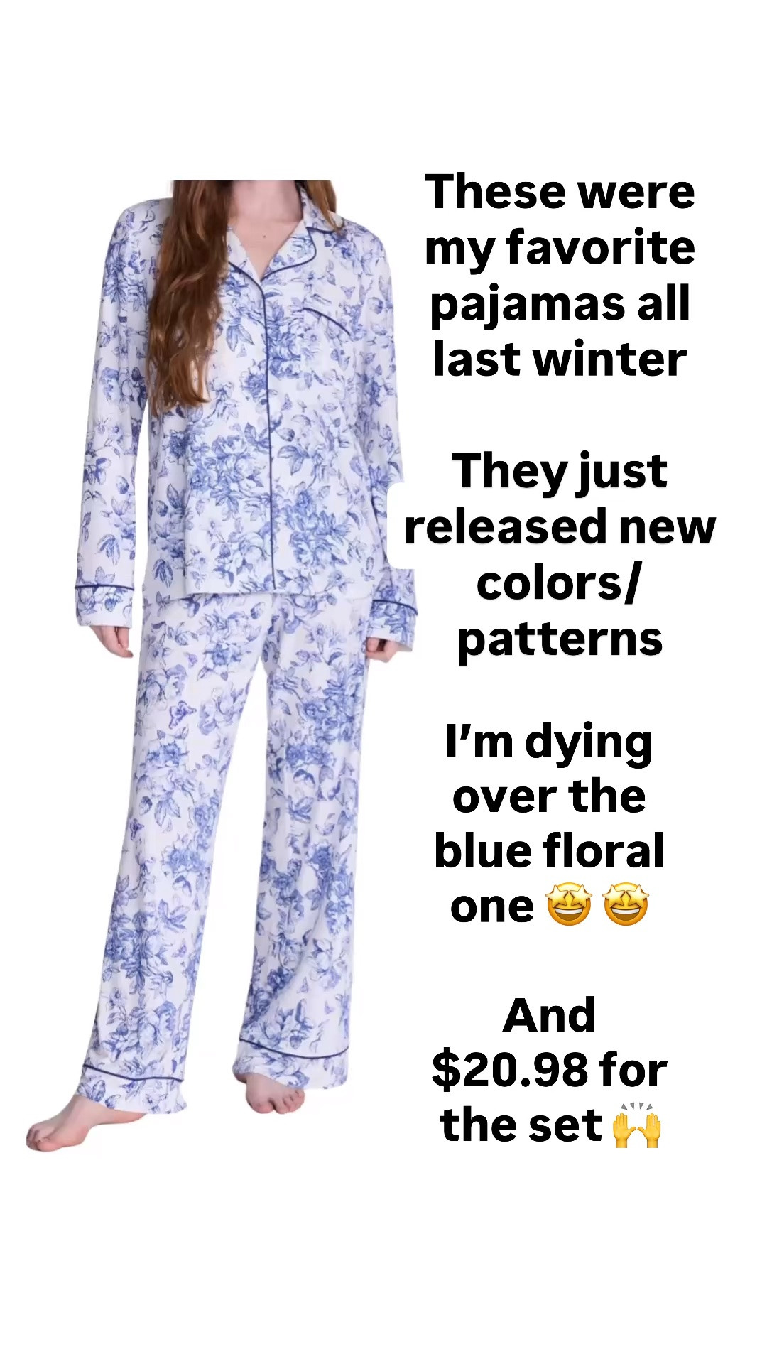 These were my favorite pajamas all last winter and they just released new colors and patterns. I’m dying over the blue floral ones!
And $20.98 for the set 🙌

#LTKxWalmart