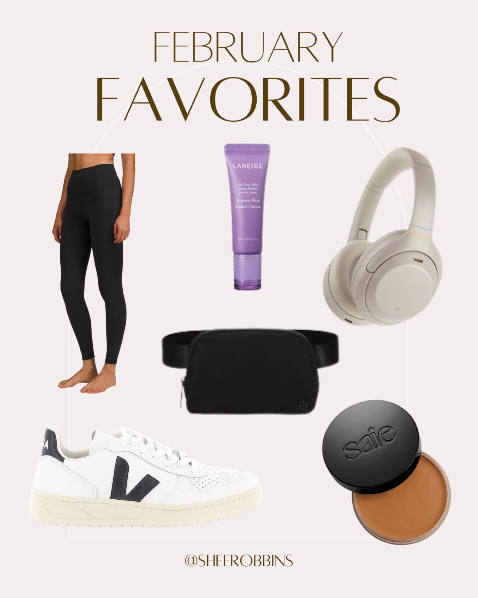 February Favorites! #februaryfavorites #productsilove #mostloved #everydayessentials #everydaywear #lululemon #veja #saiebeauty #laneige #sony #headphones #beautyfavorites #fashionfinds #beltbag 

#LTKfit #LTKstyletip #LTKbeauty