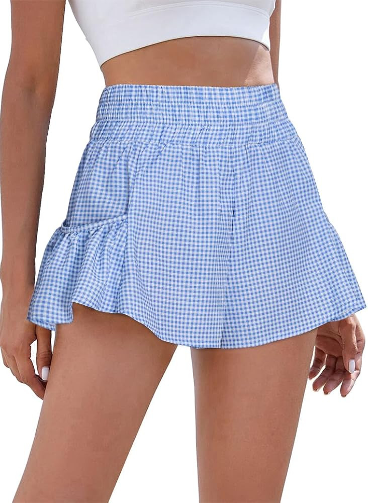 BMJL Womens Athletic Running Shorts 2.5" Flowy High Waisted Ruffle Shorts | Amazon (US)