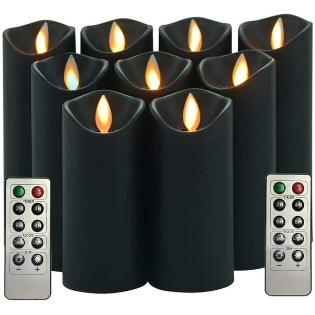 Kitch Aroma Halloween Black Flameless Candles Moving Flame Wick Flickering LED Pillar Frosted Pla... | Walmart (US)