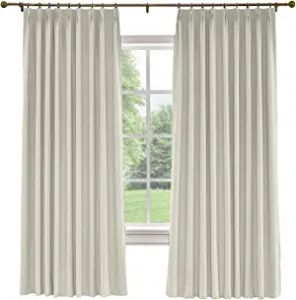 TWOPAGES 72 W x 102 L inch Pinch Pleat Darkening Drape Faux Linen Curtain with Blackout Lining Dr... | Amazon (US)