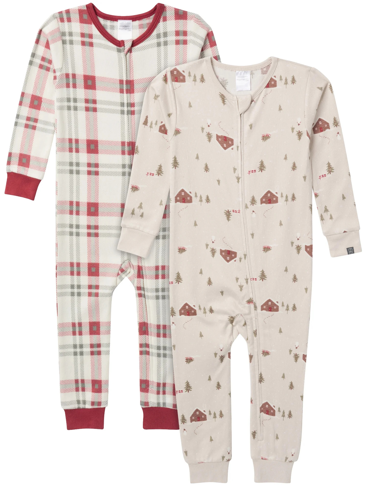 Modern Moments by Gerber Christmas One-Piece Pajamas, 2-Pack, Sizes 12 Months - 5T - Walmart.com | Walmart (US)