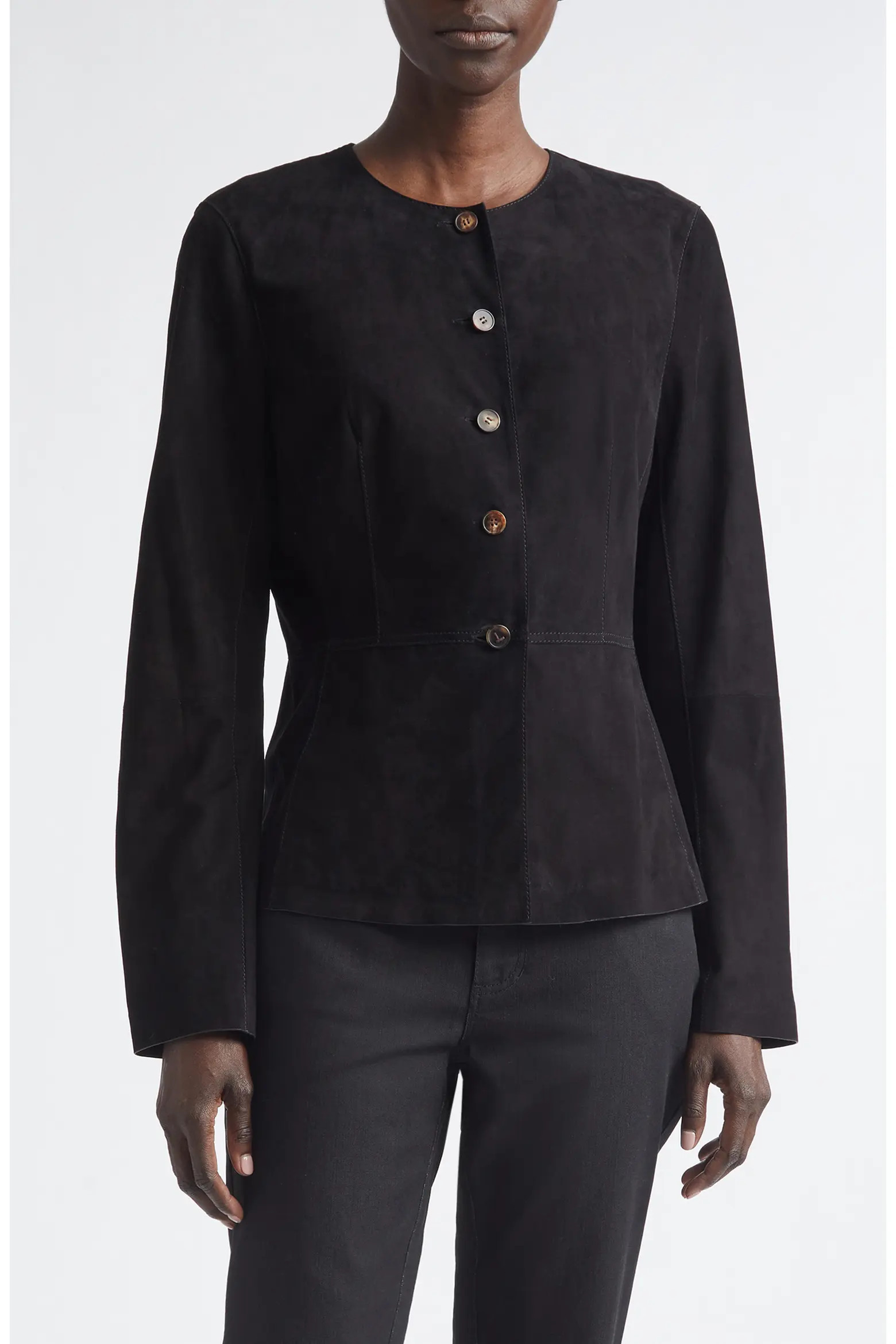 Fitted Collarless Suede Jacket (Women) | Nordstrom | Nordstrom