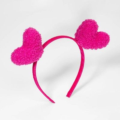 Girls' Heart Ear Headband - Cat & Jack™ Pink | Target