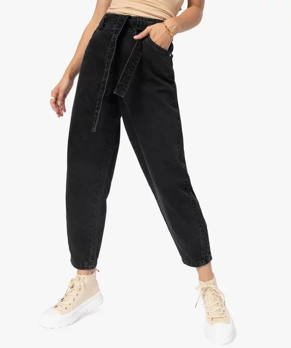 Jean femme coupe large avec bas resserré – LuluCastagnette noir | Gemo