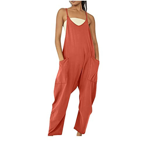 Generic Women Spaghetti Strap Jumpsuits Summer Casual Sleeveless Romper V Neck Adjustable Strap Overalls with Pockets My Recent Orders Placed by Me, XX-Large | Amazon (US)