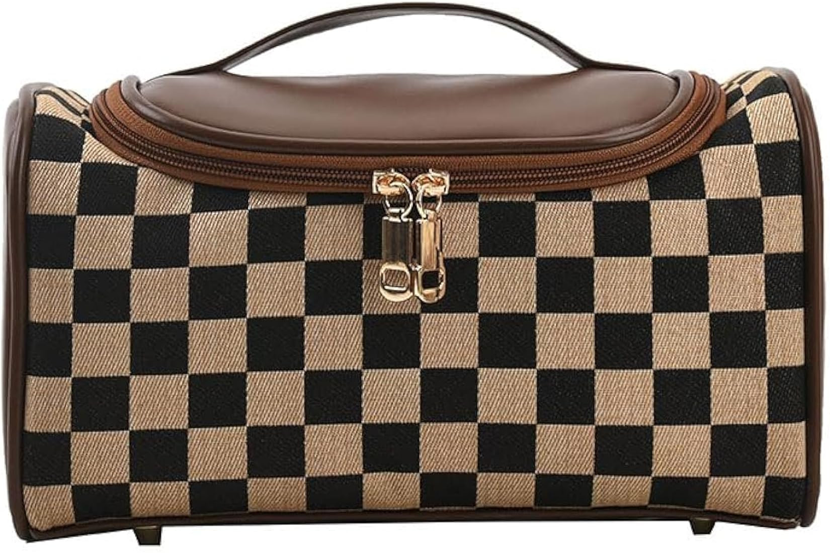 NovEny Stylish Checkered Commuter Cosmetic Bag - XL Capacity, Chessboard Design Makeup Bag with M... | Amazon (US)