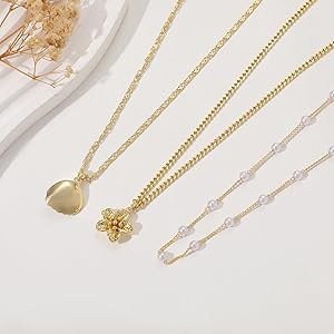 Charm Necklaces for Women,14k Gold Plated Waterproof Dainty Choker Necklace Summer Seashell Pearl... | Amazon (US)