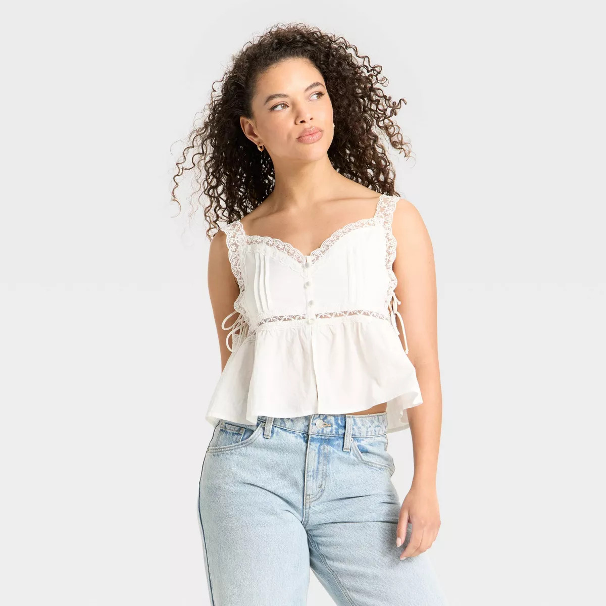 Women's Lace Trim Babydoll Flyaway Tank Top - Wild Fable™ | Target