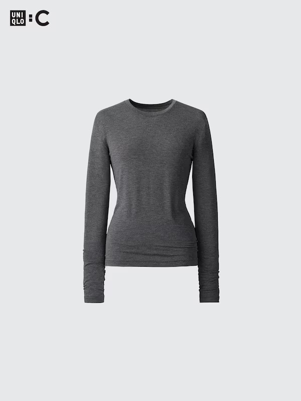 HEATTECH Extra Warm Cashmere Blend Crew Neck T-Shirt | UNIQLO (UK)